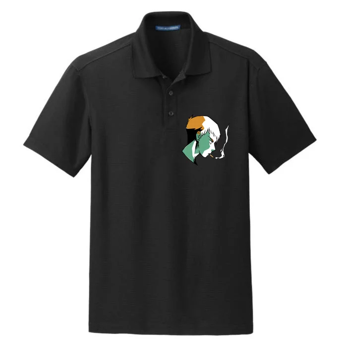 Smoking Anime Boy Dry Zone Grid Performance Polo