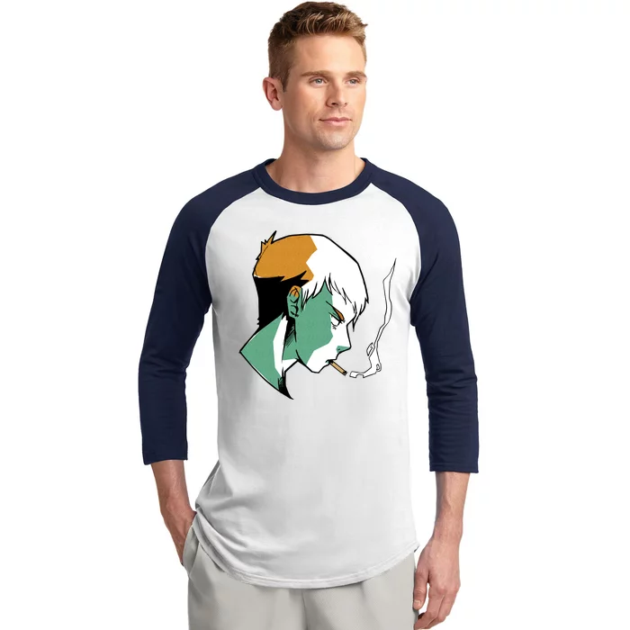 Smoking Anime Boy Baseball Sleeve Shirt