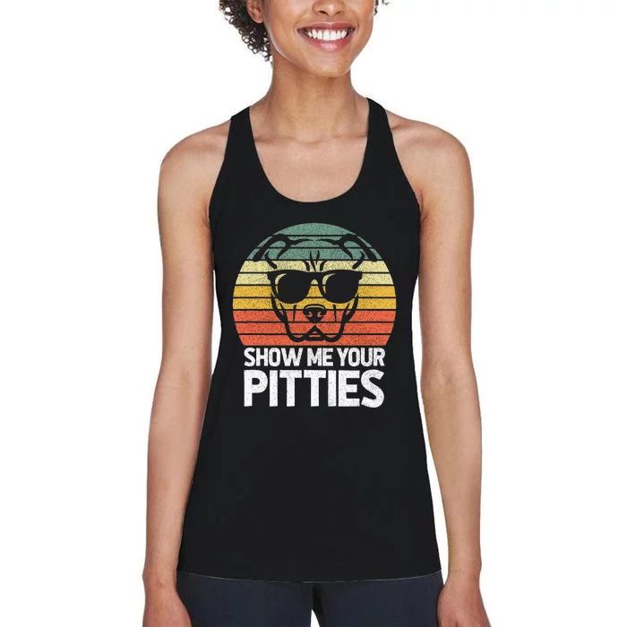 Show Me Pitties Retro Pitbull Pitty Dog Lover Owner Vintage Women's Racerback Tank