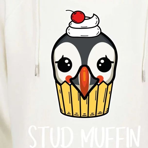 Stud Muffin Puffin Pun Best Pastries Birds Cute Gift Womens Funnel Neck Pullover Hood