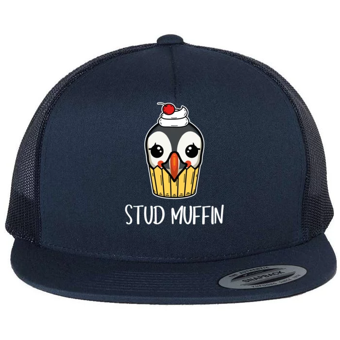 Stud Muffin Puffin Pun Best Pastries Birds Cute Gift Flat Bill Trucker Hat