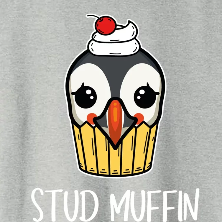 Stud Muffin Puffin Pun Best Pastries Birds Cute Gift Women's Crop Top Tee