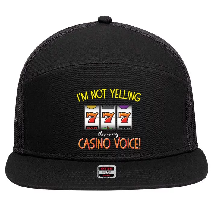 Slot Machine Player Funny Saying Quote Casino Graphic 7 Panel Mesh Trucker Snapback Hat