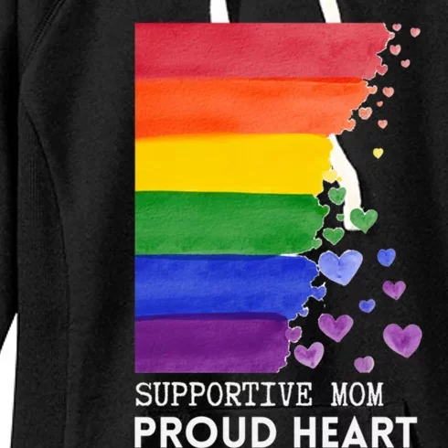 Supportive Mom Proud Heart Mom Pride Lgbt Cute Gift Women's Fleece Hoodie