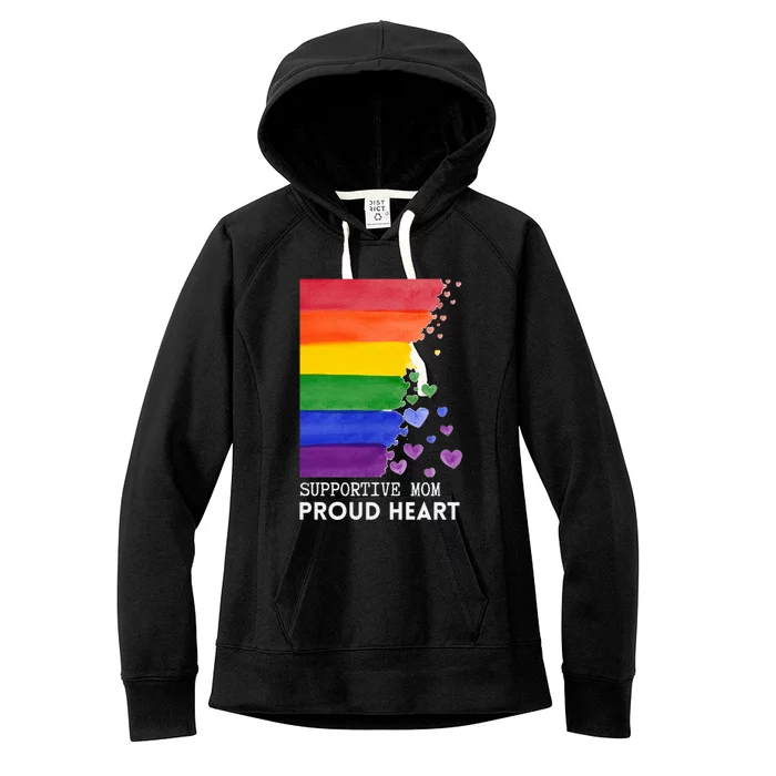 Supportive Mom Proud Heart Mom Pride Lgbt Cute Gift Women's Fleece Hoodie