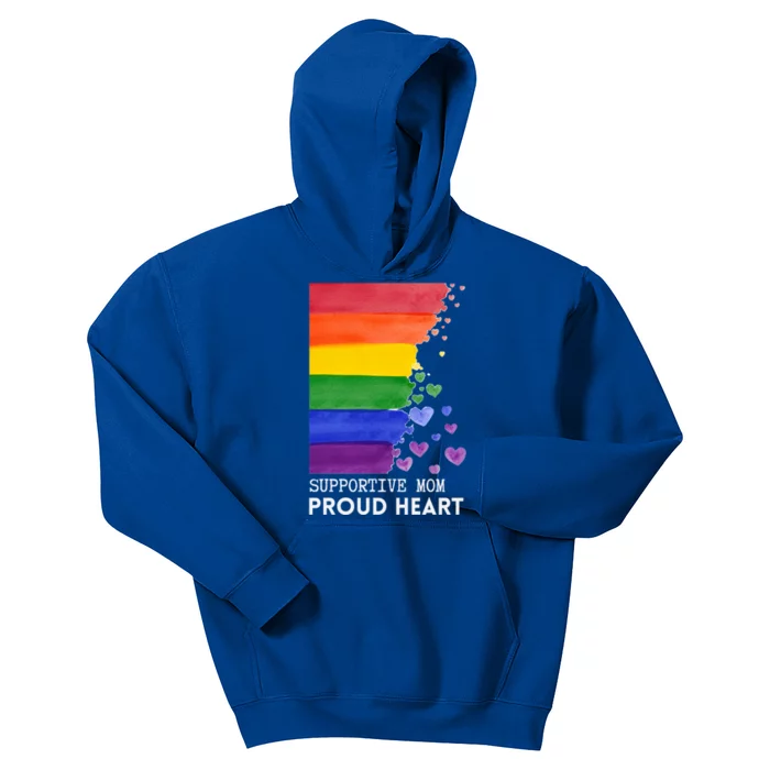 Supportive Mom Proud Heart Mom Pride Lgbt Cute Gift Kids Hoodie