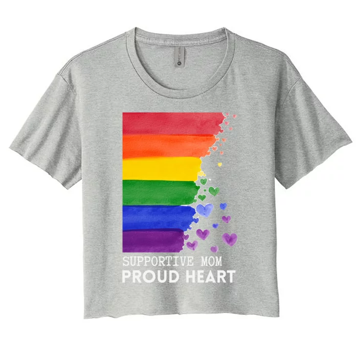 Supportive Mom Proud Heart Mom Pride Lgbt Cute Gift Women's Crop Top Tee