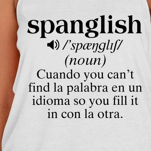 Spanglish Mexican Puerto Rican Venezuelan Spanish Teacher Women's Knotted Racerback Tank