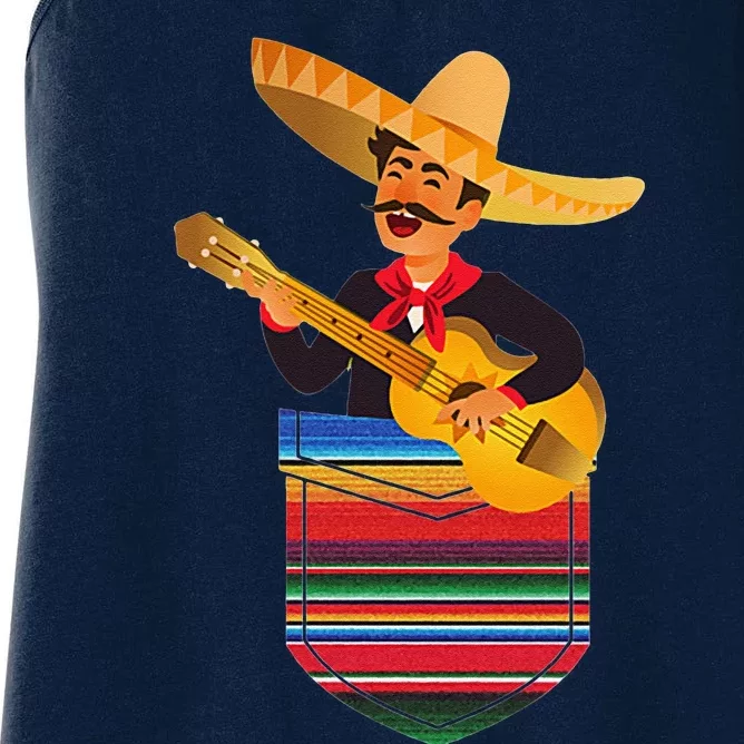 Singing Man Pocket Serape Mexican Fiesta Party Women's Racerback Tank