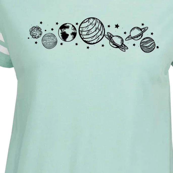 Space Minimalist Planets Star Galaxy Enza Ladies Jersey Football T-Shirt