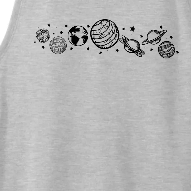 Space Minimalist Planets Star Galaxy Ladies Tri-Blend Wicking Tank