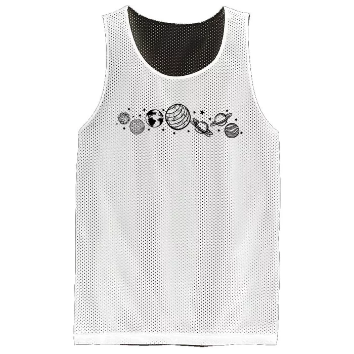 Space Minimalist Planets Star Galaxy Mesh Reversible Basketball Jersey Tank