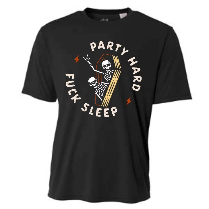 Slogan Motif Party Hard Fuck Cooling Performance Crew T-Shirt