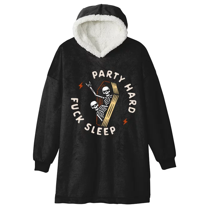 Slogan Motif Party Hard Fuck Hooded Wearable Blanket