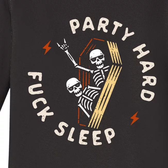 Slogan Motif Party Hard Fuck Baby Long Sleeve Bodysuit