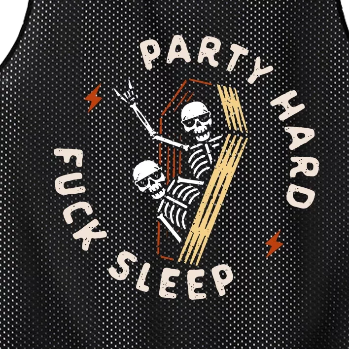 Slogan Motif Party Hard Fuck Mesh Reversible Basketball Jersey Tank