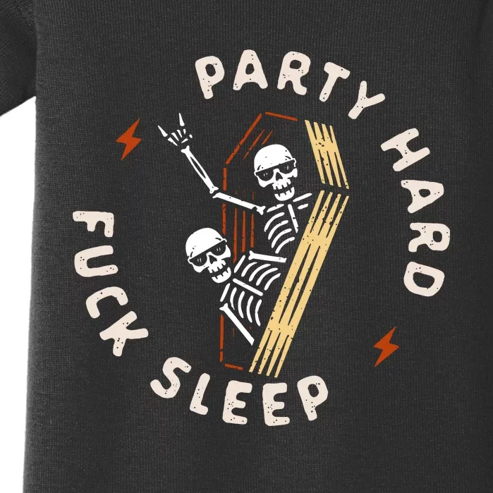 Slogan Motif Party Hard Fuck Baby Bodysuit