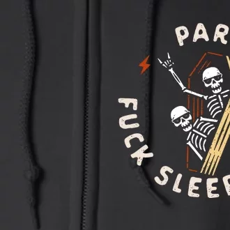 Slogan Motif Party Hard Fuck Full Zip Hoodie