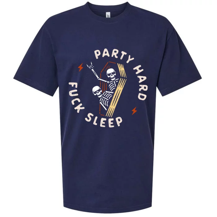 Slogan Motif Party Hard Fuck Sueded Cloud Jersey T-Shirt