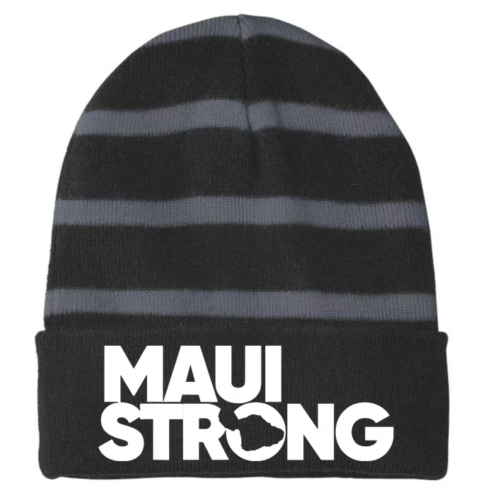 Support Maui Pray For Maui Hawaii Strong Gift Striped Beanie with Solid Band