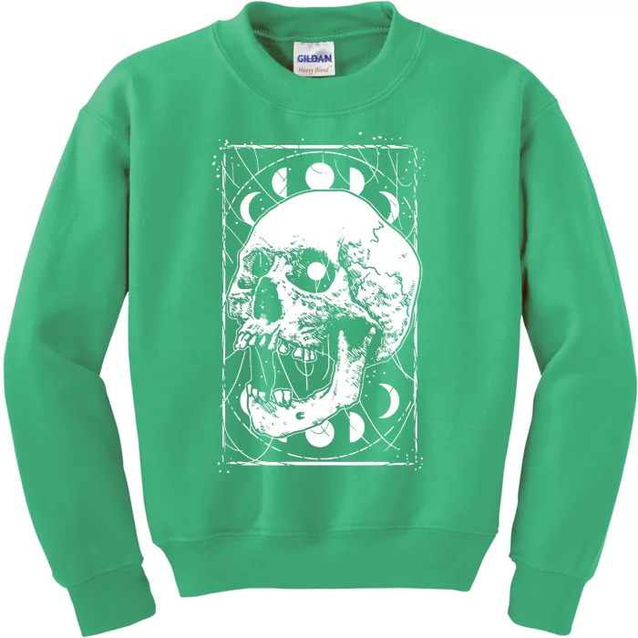 Skull Moon Phases Pastel Goth Gothic Occult Wicca Kids Sweatshirt