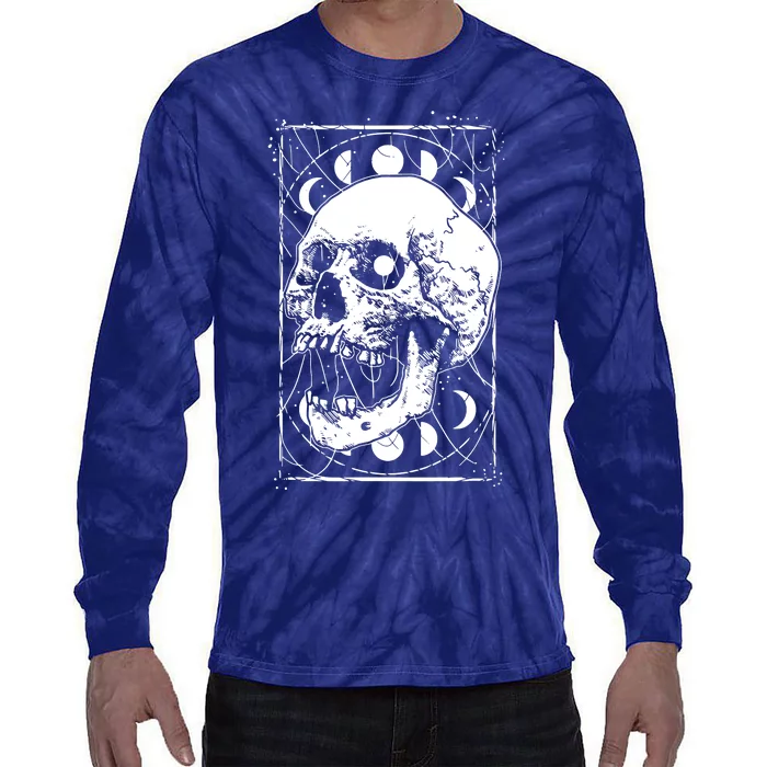 Skull Moon Phases Pastel Goth Gothic Occult Wicca Tie-Dye Long Sleeve Shirt