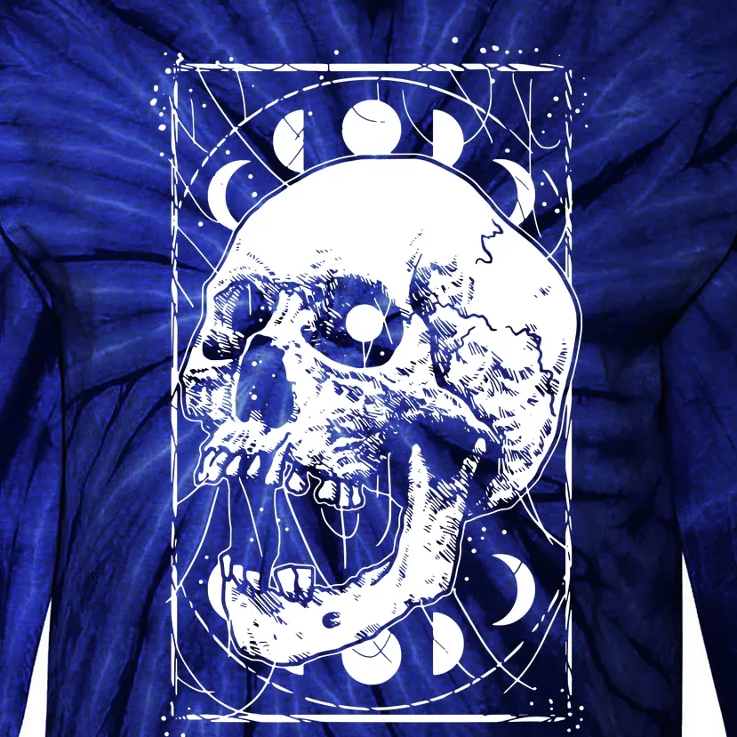 Skull Moon Phases Pastel Goth Gothic Occult Wicca Tie-Dye Long Sleeve Shirt