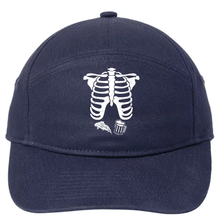 Skeleton Maternity Pizza & Beer Black 7-Panel Snapback Hat