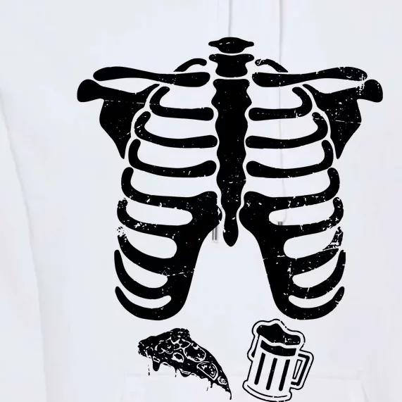 Skeleton Maternity Pizza & Beer Black Premium Hoodie