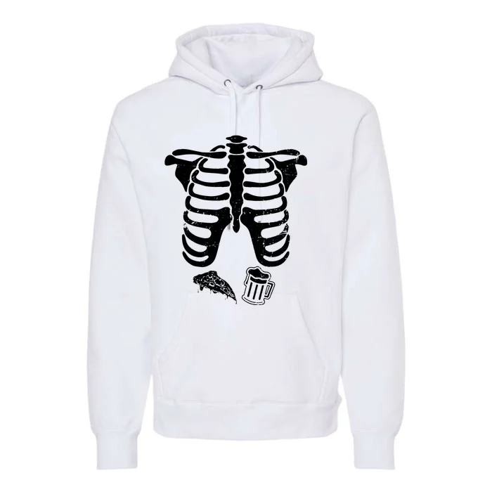 Skeleton Maternity Pizza & Beer Black Premium Hoodie