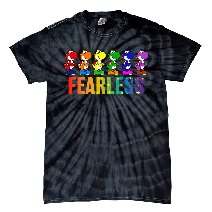 Super Mario Pride Yoshi Fearless Rainbow Line Up Tie-Dye T-Shirt