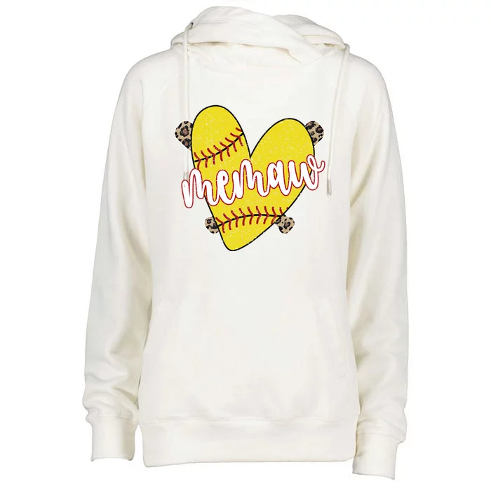 Softball Memaw Proud Softball Player Memaw Great Gift Womens Funnel Neck Pullover Hood