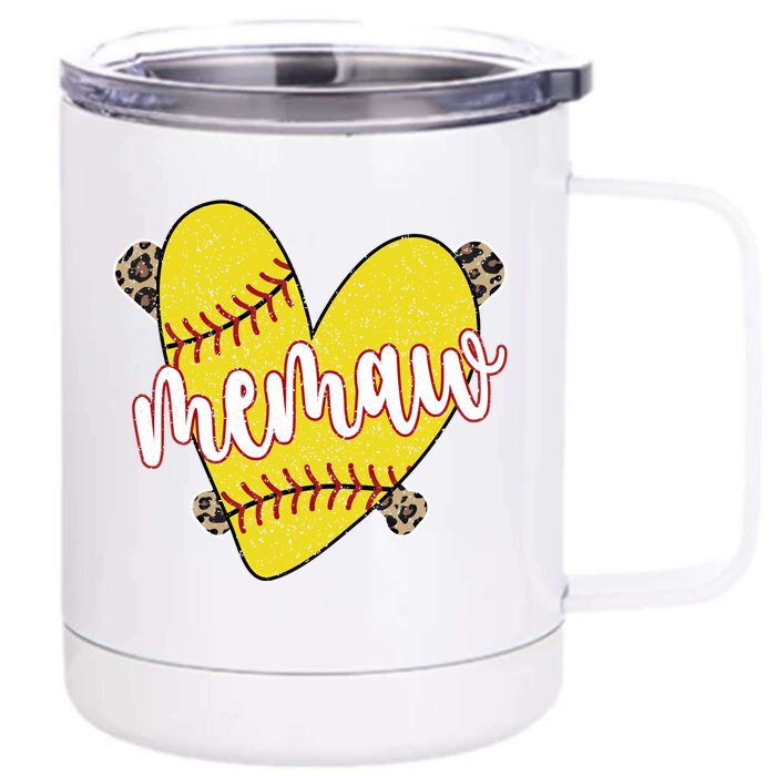 Softball Memaw Proud Softball Player Memaw Great Gift Front & Back 12oz Stainless Steel Tumbler Cup