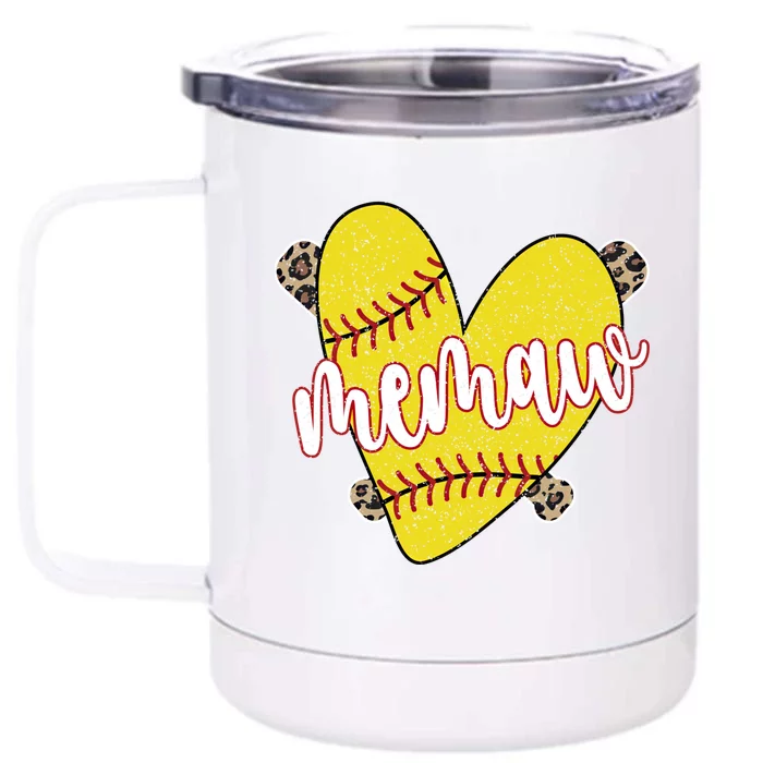 Softball Memaw Proud Softball Player Memaw Great Gift Front & Back 12oz Stainless Steel Tumbler Cup