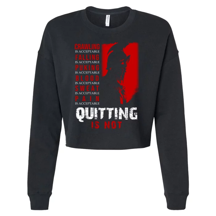 Spartan Motivational Quote Cropped Pullover Crew