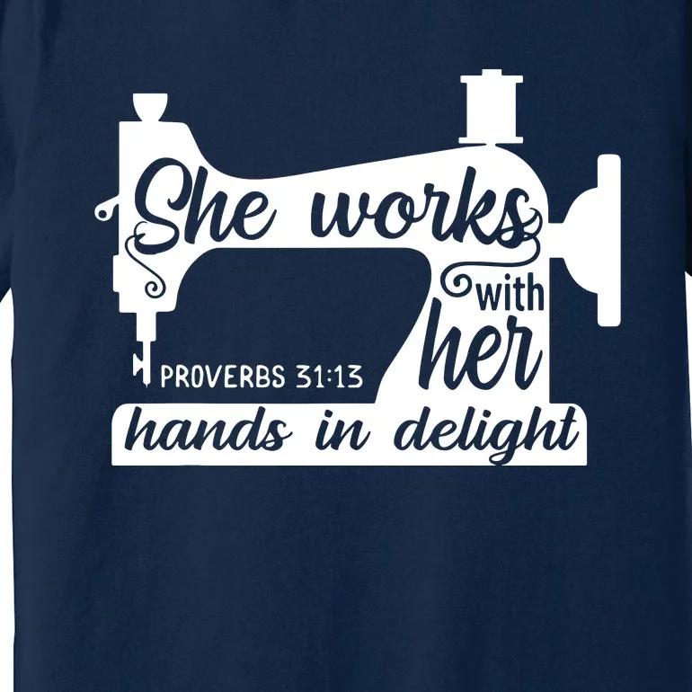 Sewing Machine Quilting Crocheting Faith Jesus God Bible Premium T-Shirt