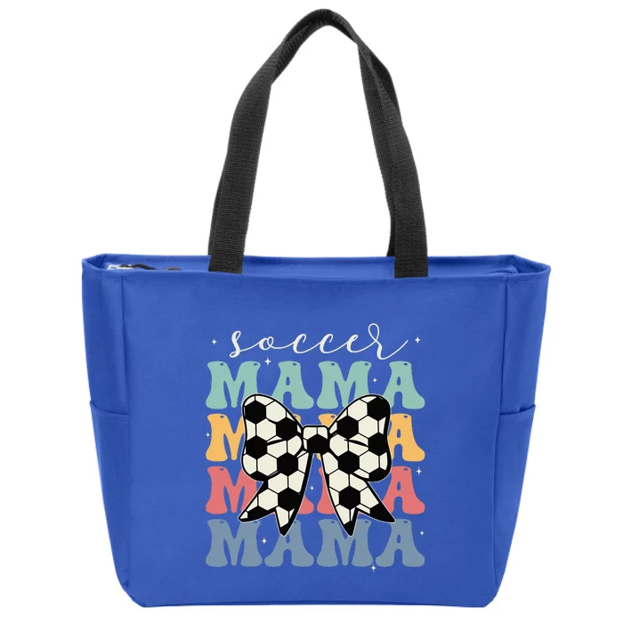 Soccer Mama Retro Groovy Soccer Softball Mom Zip Tote Bag