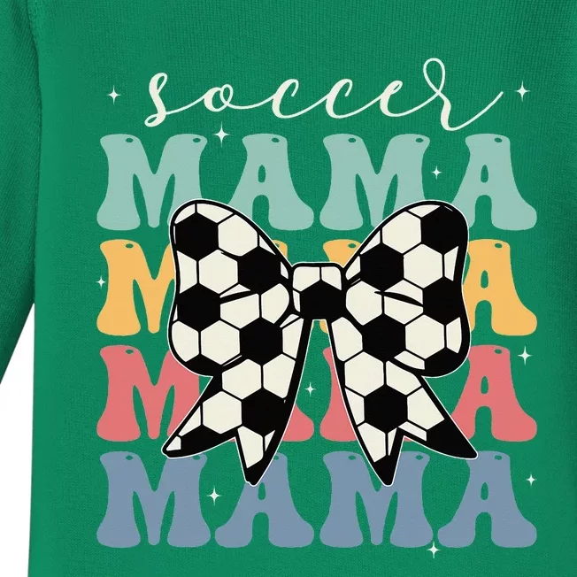 Soccer Mama Retro Groovy Soccer Softball Mom Baby Long Sleeve Bodysuit