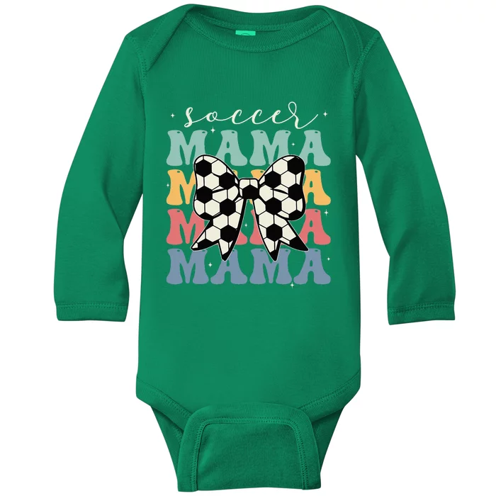 Soccer Mama Retro Groovy Soccer Softball Mom Baby Long Sleeve Bodysuit