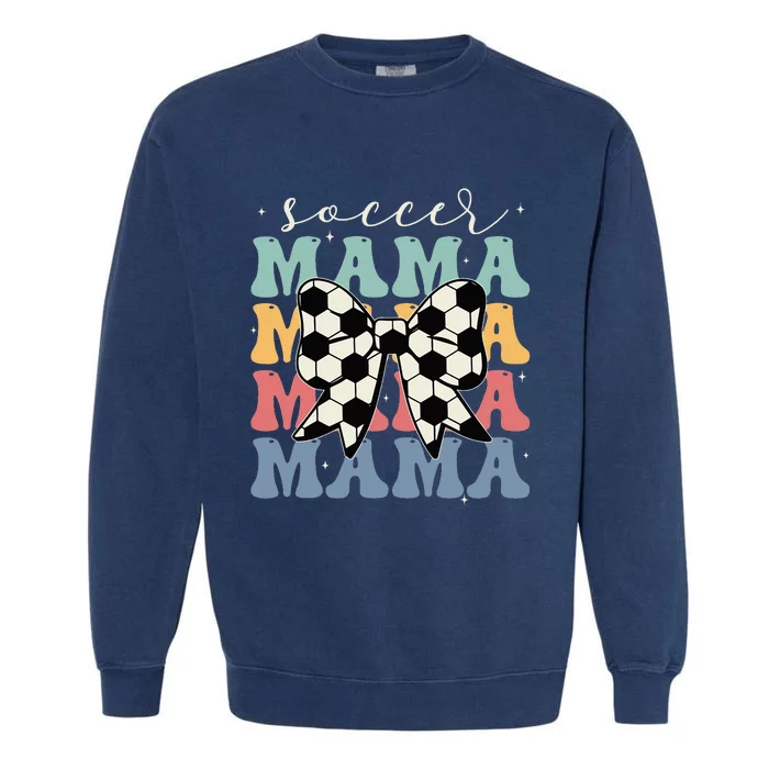 Soccer Mama Retro Groovy Soccer Softball Mom Garment-Dyed Sweatshirt