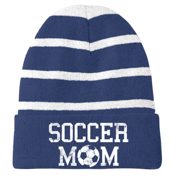 Soccer Mama Retro Vintage Soccer Mom Striped Beanie with Solid Band