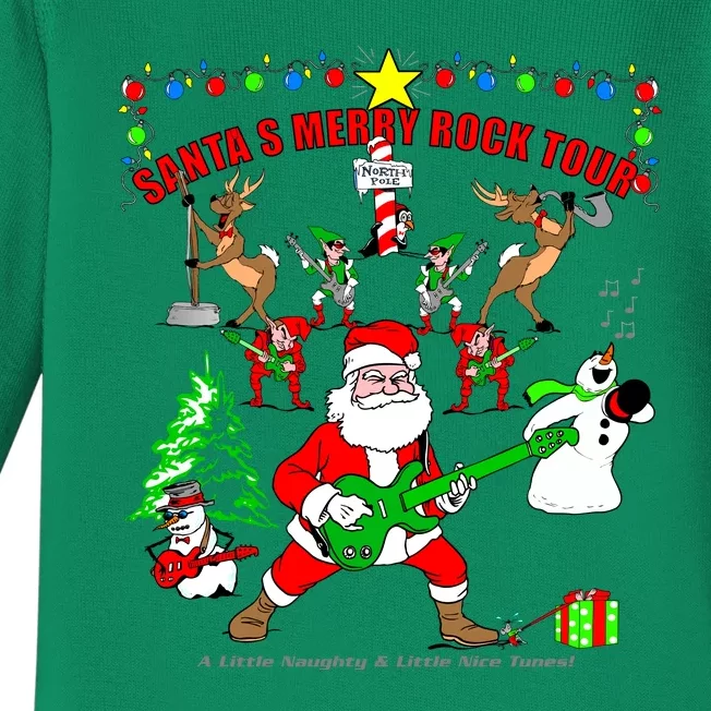 Santa's Merry Rock Tour Christmas Party Baby Long Sleeve Bodysuit