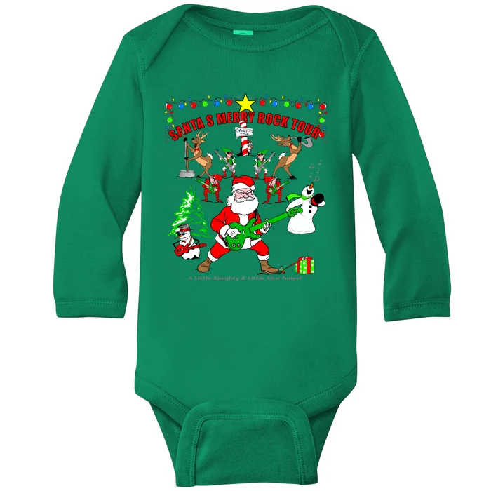 Santa's Merry Rock Tour Christmas Party Baby Long Sleeve Bodysuit