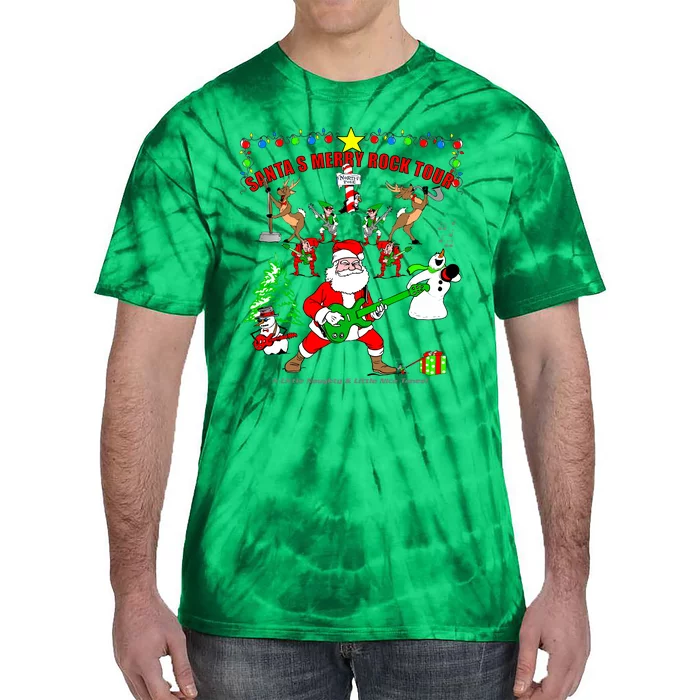 Santa's Merry Rock Tour Christmas Party Tie-Dye T-Shirt