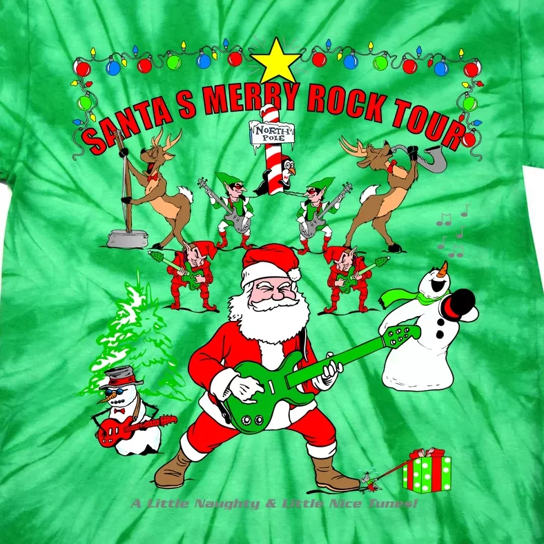 Santa's Merry Rock Tour Christmas Party Tie-Dye T-Shirt