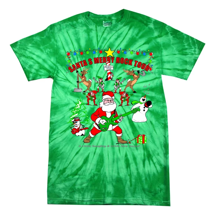 Santa's Merry Rock Tour Christmas Party Tie-Dye T-Shirt