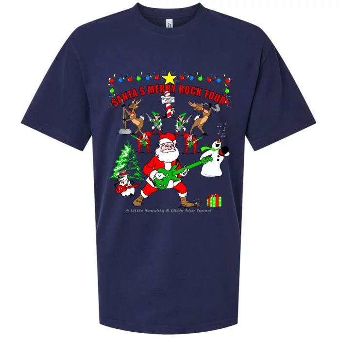 Santa's Merry Rock Tour Christmas Party Sueded Cloud Jersey T-Shirt