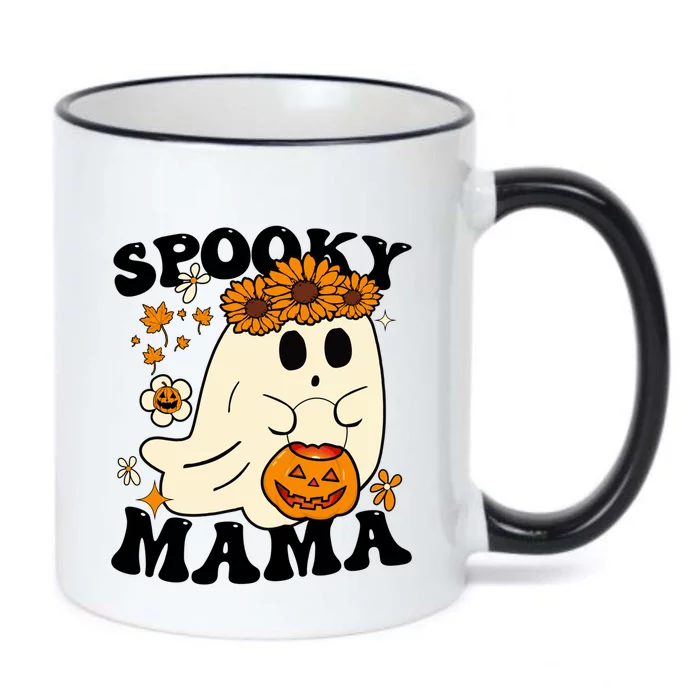 Spooky Mama Retro Mom Halloween Ghost Pumpkin Fall Autumn Gift Black Color Changing Mug