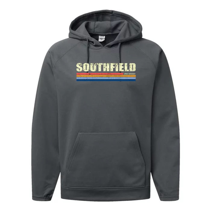 Southfield Michigan Retro Performance Fleece Hoodie