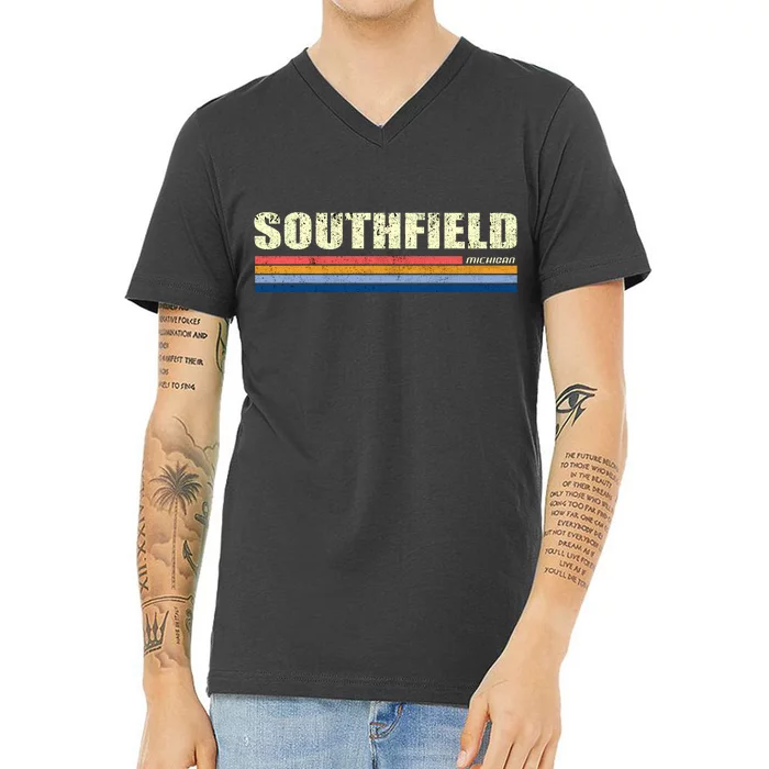 Southfield Michigan Retro V-Neck T-Shirt